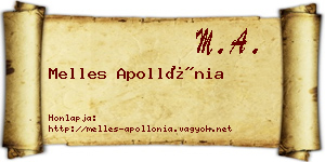 Melles Apollónia névjegykártya